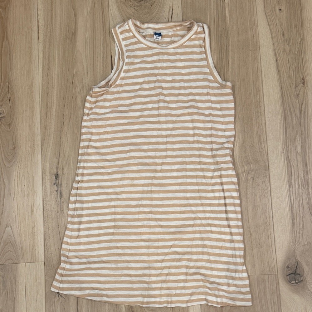 Womens Old Navy White and Tan striped Tank Dress